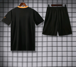 Heren Zomer Sneldrogend Ademend Voetbaltraining 2-delige set Zwart Oranje Geometrische print Polyester/Nylon Voetbalshirt + Shorts - Product Image 2