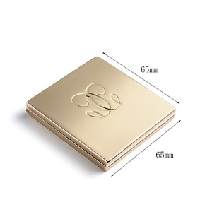 Velvet Pouch Packing Gold Plated Debossed Logo Fashion Hand Bag Cosmetic <b>Compact</b> <b>Mirror</b> - Product Image 4