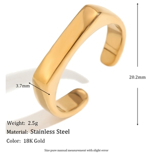 Moda europea y americana, joyería de diseño de nicho simple, acero inoxidable chapado con líneas de oro de 18 quilates, Rin abierto multicapa - Product Image 4