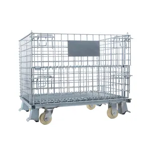 Heavy Duty Industrial Metal Storage Wire Mesh Box Cargo Transport Equipment Stackable