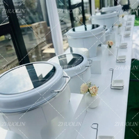 Livraison rapide table à manger chauffe-plat hydraulique en verre chauffe-plats avec contremarches rond 8 pintes blanc royal chauffe-plat