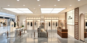 Espositore per <span class=keywords><strong>Abbigliamento</strong></span> Femminile Personalizzato, Stand in Acciaio Inox con Motivo Marmorizzato, Rastrelliera in MDF, Appendiabiti in Metallo Dorato per Boutique - Product Image 3