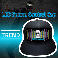 Casquette LED à égaliseur, activée par le son, éclairage musical pour fête, vente chaude