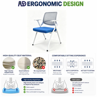 Chaise de formation moderne et durable avec tableau d'écriture pliable et mobile pour salle de classe, amphithéâtre, hôpital, bureau, conférence