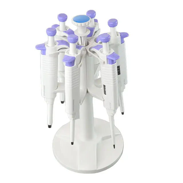 high quality laboratory placing 6 single and multichannel pipette rotating round pipette stand rank and holder