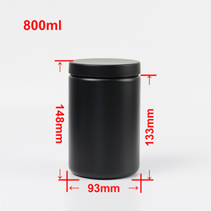 800ml OEM & ODM HDPE container thực phẩm màu đen và trắng nhựa <span class=keywords><strong>Jar</strong></span> với nắp cho protein bột container đường lưu trữ - Product Image 5