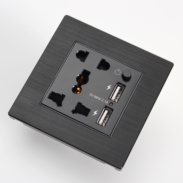 Hot Selling 3+2-pin Universal Electrical Smart Hotel Home Use Wall Socket and 2 USB Wall Outlet Power Socket