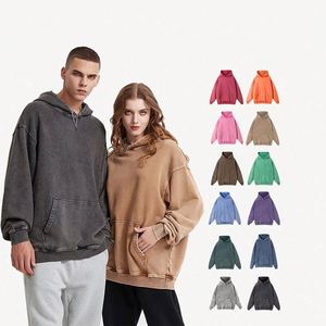 Sudaderas con Capucha Personalizadas de Invierno, 100% Algodón, Logotipo Impreso Digitalmente, Cuello Redondo, Forro Polar, Estilo Oversize, Ropa de Trabajo, Lavado Vintage - Product Image 1