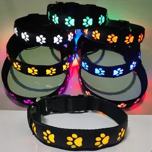 Hot Sale LED-Leuchten Hunde halsbänder Verstellbare Polyester Pet Para Mascotas Led Gog Halsband USB Wiederauf ladbare Led Pet Leine