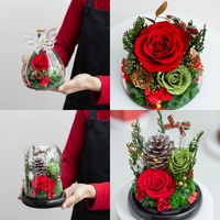 Lovebay Kerstcadeaus Groothandel Natuurlijk Ge conserveerde Bloemen in Glazen Engelvorm Echte Natuurlijk Ge conserveerde Rozen voor Valentijnsdag
