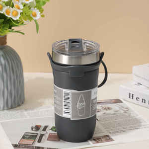 Double-walled Stainless Steel <b>Large</b>-Capacity Leak-Proof Thermal Insulation Car Cup with Handgrip - Product Image 6