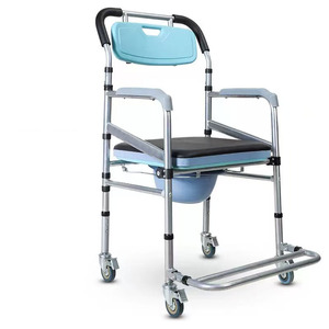 Fauteuil <span class=keywords><strong>roulant</strong></span> pliable léger et portable, chaise de douche moderne à roulettes, chaise de toilette de chevet pour personnes âgées handicapées - Product Image 1
