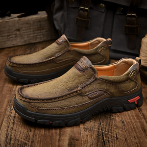 Mocassins pour hommes en PU à bout rond, à enfiler, semelle en caoutchouc, doublure en peluche, toutes saisons - Product Image 1