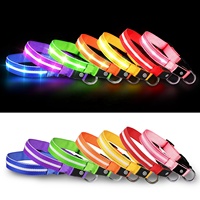 Colliers lumineux LED pour chiens et animaux de compagnie, réglables en polyester, qui brillent dans la nuit, pour chiens, chats, chiots, collier lumineux clignotant, accessoires pour animaux de compagnie