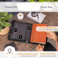 Housse de Bible en cuir PU de luxe, personnalisée en usine, de haute qualité, avec fermeture éclair, durable, portable et imperméable