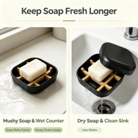 Pas de plastique Chine en gros pas cher biodégradable cuisine porte-savon plateau bambou auto-vidage blanc carré voyage barre support boîte