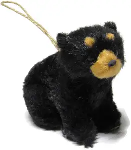 2023 New Kids' Christmas Gifts Small Cute Furry Black Bear Plush Toy Made of Plastic for Home Decor and Holiday Decorations