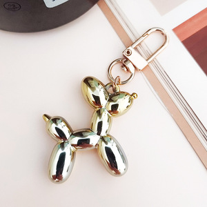 New Fashion Art Trendy Laser Balloon Dog Colorful Key Chain Cute Pet Dog Charm Keychain for Women Handbag Jewelry Cartoon