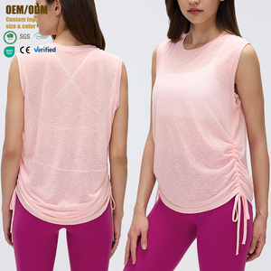 Débardeur de yoga <span class=keywords><strong>sans</strong></span> manches à séchage rapide pour femme, en fil slub léger, coupe ample, idéal pour la course et le fitness estival - Product Image 1