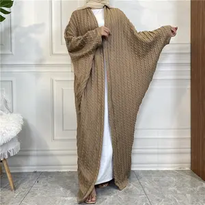 Batwing sleeve maxi cardigan autumn winter premium quality open abayas knitwear sweater long coat 4 colors