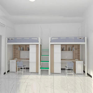 Tempat tidur kapsul 4 orang, ukuran ganda Modern <span class=keywords><strong>Metal</strong></span> loteng dengan penyimpanan untuk rumah asrama Universitas Rumah Sakit - Product Image 4