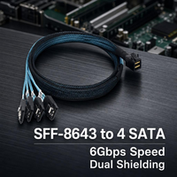 Kabel Data Internal SFF-8643 ke 4 SATA Mini SAS HD 36Pin ke 7Pin SAS 3.0 6Gbps Server RAID HBA ke 4x HDD SSD