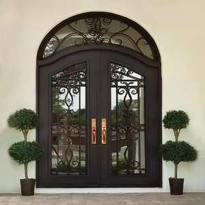 <span class=keywords><strong>Porte</strong></span> <span class=keywords><strong>d</strong></span>'<span class=keywords><strong>entrée</strong></span> double en acier de style moderne pour villa, design en fer forgé - Product Image 1