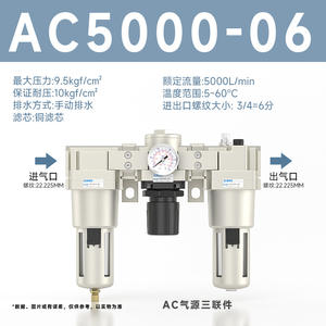 Filtre d'alimentation en air et vanne de régulation de pression Triplet AC5000-10+AF5000-10+AR5000-10+AL5000-10 - Product Image 5