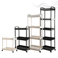 Chariot de rangement multifonctionnel mobile à 2/3/4/5 niveaux en plastique, chariot utilitaire à roulettes, chariot de rangement pour la cuisine, organisateur avec roues