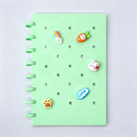Perforateur en forme de champignon, peut être décoré avec des accessoires mignons, couverture DIY, format A5, carnet à feuilles mobiles détachable.