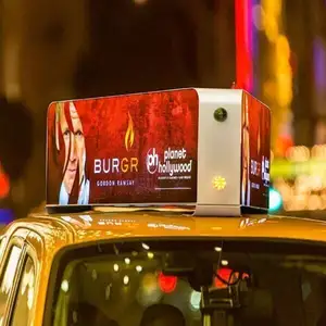Wideway Double-sided LED Outdoor Full-color HD Advertising Digital Signage Rolling LED Display On Taxi Roof