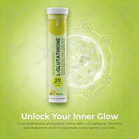 AegleWell L Glutatión Tabletas Efervescentes 600mg con Vitamina C y Colágeno 20 Tabletas Sabor Limón