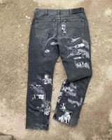 Vente en gros de jeans de 16oz de style punk de rue américain pour hommes pantalons en jean vintage délavés déchirés personnalisés