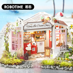 <span class=keywords><strong>Robotime</strong></span> Rolife 3D Puzzles en bois DG148 Miel Magasin de glaces DIY <span class=keywords><strong>Miniature</strong></span> Maison de poupée Artisanat en bois - Product Image 1