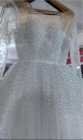 Robe de mariée nigériane de luxe, style africain, faite main avec perles et dentelle, sur mesure, à manches longues, coupe princesse avec traîne cathédrale