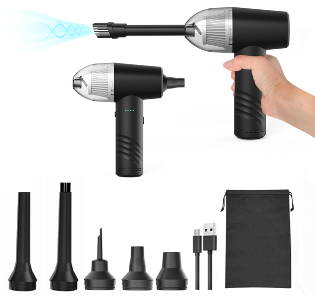 Electric Cordless Car Vacuum Cleaner with Bag Wet & Dry Function Handheld Portable Air Duster 2 in 1