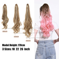 Offre Spéciale griffe boucle intérieure queue de cheval Extension synthétique vague naturelle cheveux cordon résister à haute température postiches pour les femmes