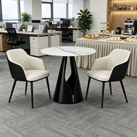 Ensemble table et chaises de réception de bureau rondes en pierre, modernes, compactes et luxueuses, pour discussions professionnelles