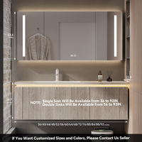 Meuble-lavabo de salle de bain moderne avec vasque en céramique, design suspendu, miroir LED intelligent anti-buée et armoire