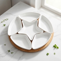 Ensemble de plats de service en céramique blanche, en forme d'étoile, service de restauration, pour Restaurant, hôtel, 24 pièces