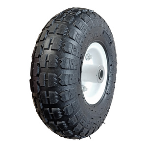 PR1004 Pneu pneumatique en caoutchouc 10X3.50-4 10 pouces 4.10/3.50-4 Roue gonflable Jante en acier blanche Alésage 5/8 pouces Roulement à billes pour chariot de jardin - Product Image 3