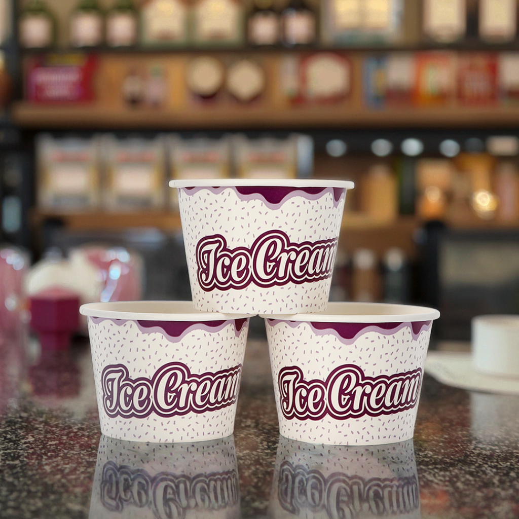 Hot Sale 3.5oz Ice Cream Paper Cup,carton Packaging Disposable Paper Cup for Ice Cream,paper Ice Cream Cup Matching Lids