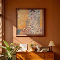 Art mural en métal fait main en laiton et bois massif, portrait personnalisé carré suspendu d'Adele Bloch Bauer N°1 pour la décoration intérieure