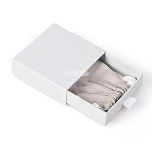 Luxury <b>Biodegradable</b> Rigid Cardboard Jewelry Drawer Box with Pouch Custom Handmade <b>Packaging</b> - Product Image 2