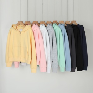 Cardigan <span class=keywords><strong>con</strong></span> <span class=keywords><strong>cappuccio</strong></span> corto da <span class=keywords><strong>donna</strong></span> in felpa pesante 350g, stile pendolare autunno-inverno, <span class=keywords><strong>con</strong></span> <span class=keywords><strong>zip</strong></span> e spalle scese, vestibilità ampia - Product Image 1