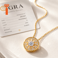 Vrouwen Moissanite hangerketting met volledig pavé gezet zonpatroon, S925 zilver, 1 ct ronde moissanite, statement ketting