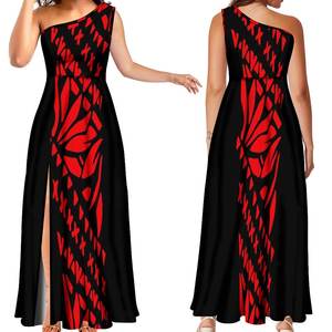 All'ingrosso personalizzato <span class=keywords><strong>Plus</strong></span> Size monospalla senza maniche Maxi abito polinesiano tribale stampato lunghi abiti da sera donna - Product Image 3