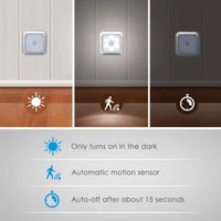 Mini lampe de nuit LED sans fil en ABS, alimentée par piles avec détecteur de mouvement pour chambre, placard, toilettes, armoire, éclairage domestique