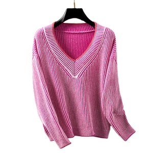 Sweater Rajut Wanita Kerah Bulat Polos Musim Gugur Musim Dingin Baru Kasual Longgar 100% Poliester - Product Image 1