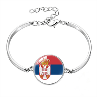 Bracelet personnalisé avec cabochon en verre drapeau roumain, bracelet en métal avec pierre précieuse pour les fans de football et souvenir de l'équipe nationale
